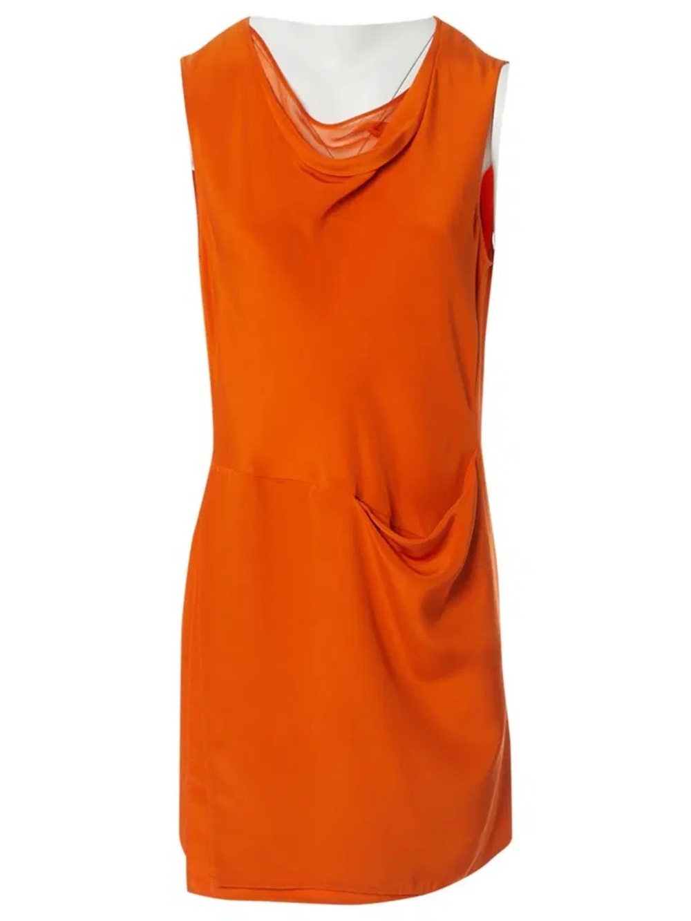 3.1 Phillip Lim Vibrant Orange Draped Sleeveless Mini Dress